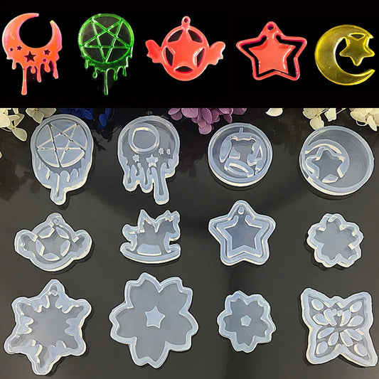 1PC Moon Star Tear Horse Leaf Liquid Silicon UV Resin Mold for Making Jewerly Earrings Hair Accessories Jewelry Tools