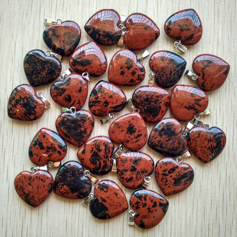 50pcs/Lot 2022 Assorted Heart Natural Stone Charms Pendants for Jewelry Making Good Quality 20mm