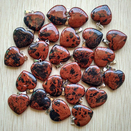 50pcs/Lot 2022 Assorted Heart Natural Stone Charms Pendants for Jewelry Making Good Quality 20mm