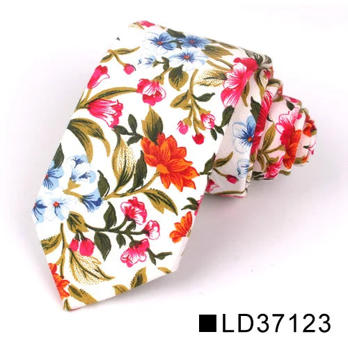 New Floral Tie for Men Women Skinny Cotton Neck Tie for Wedding Casual Mens Neckties Classic Suits Flower Print Neck Ties Cravat
