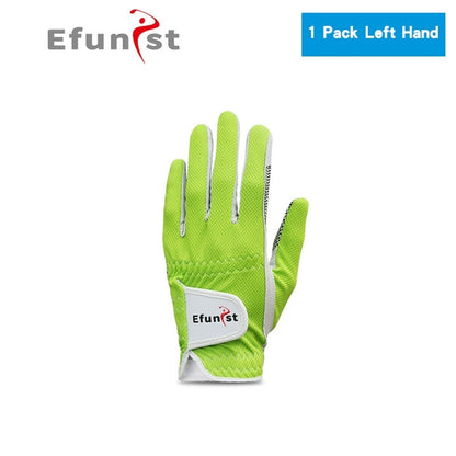 Pack 1 Pcs/Pair Efunist Golf Glove Men Left Hand Breathable Green 3D Performance Mesh Non-Slip Micro Fiber Golf Gloves Mens Man