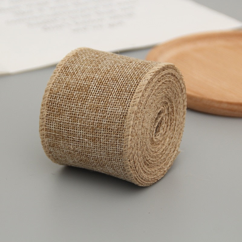 6Yards/Roll Ribbon Imitation Hemp Ribbon Wire Linen Ribbon Christmas Decoration