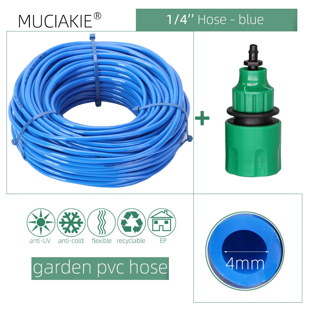 10/20/25/40 Meter 4/7mm Garden Water Hose With Quick Connector Micro Drip Misting Irrigation Tubing Pipe PVC Hose 1/4'' New Hose
