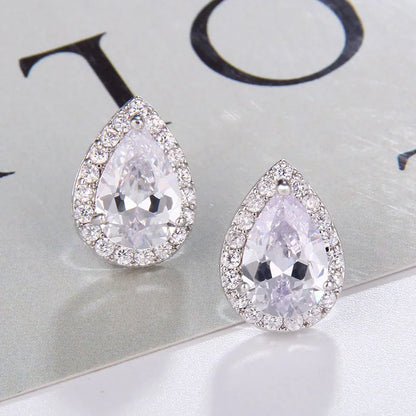 Nigerian Water Drop Cubic Zirconia Wedding Jewelry Sets Inlay Luxury Crystal Bridal Jewelry Set for Bridesmaids AS099