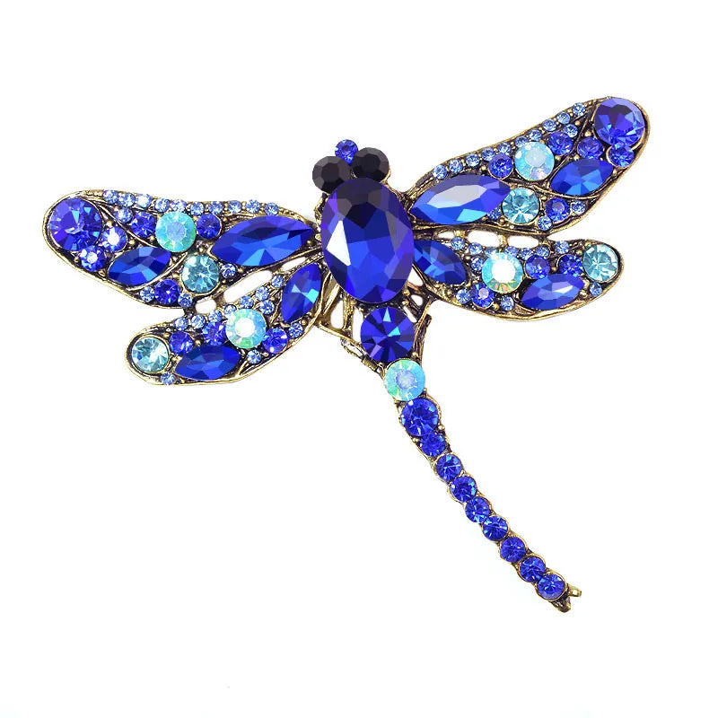 CINDY XIANG Vintage Rhinestone Dragonfly Brooches for Women Large Insect Brooch Pin Fashion Dress Coat Accessories Cute Jewelry