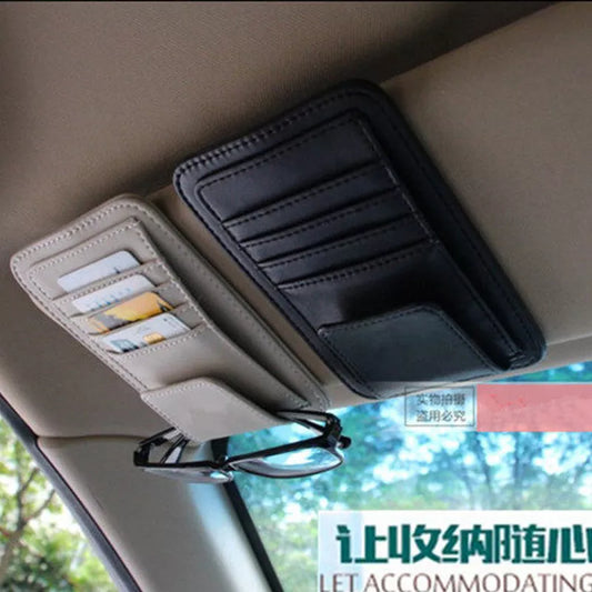 Car Vehicle Sun Visor Sunglasses Eyeglasses Glasses Holder Clip Credit Card Package ID Storage Bag With 3 Color