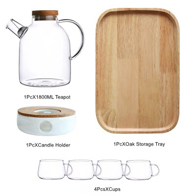 1l/1.8l Large Capacity Drinkware Glass Teapot Teaware Tea Pot Heat-Resistant Ket