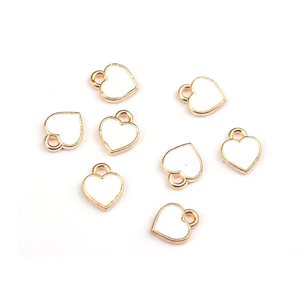 50pcs 8mm Zinc Alloy Enamel Charms Mini Sweet Heart Charms for DIY Necklaces Bracelets Jewelry Accessories