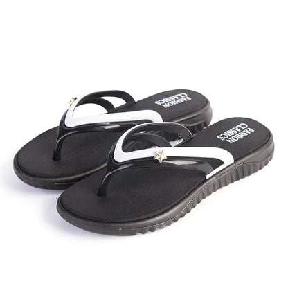 SXQYFW Womens Summer Slip-On Shoes Anti-Slip Hard-Wearing Fashion Leisure Slippers Beach Swimming Walk Indoor T-Tied Flip Flops