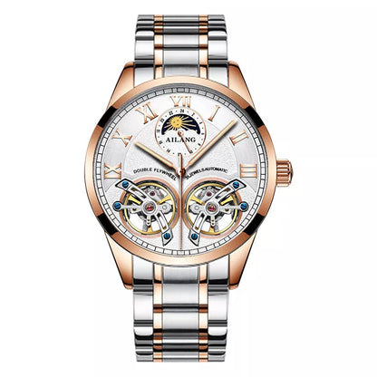 AILANG Original Design Men's Double Flywheel Automatic Mechanical Watch Fashion Leisure Business Luxury Clock