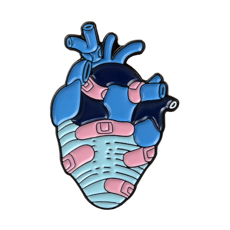 Heart Enamel Pin Starry Heart Brave Cats Bloodthirsty Hug Brooches Bag Clothes Lapel Pin Badge Jewelry