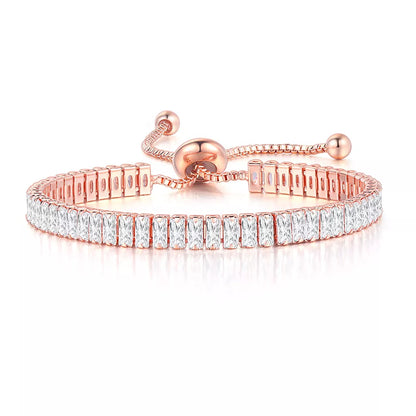 ZHOUYANG Tennis Bracelet for Woman Trendy Simple Adjustable Rose White Gold Color Bracelets Fashion Jewelry DZH009