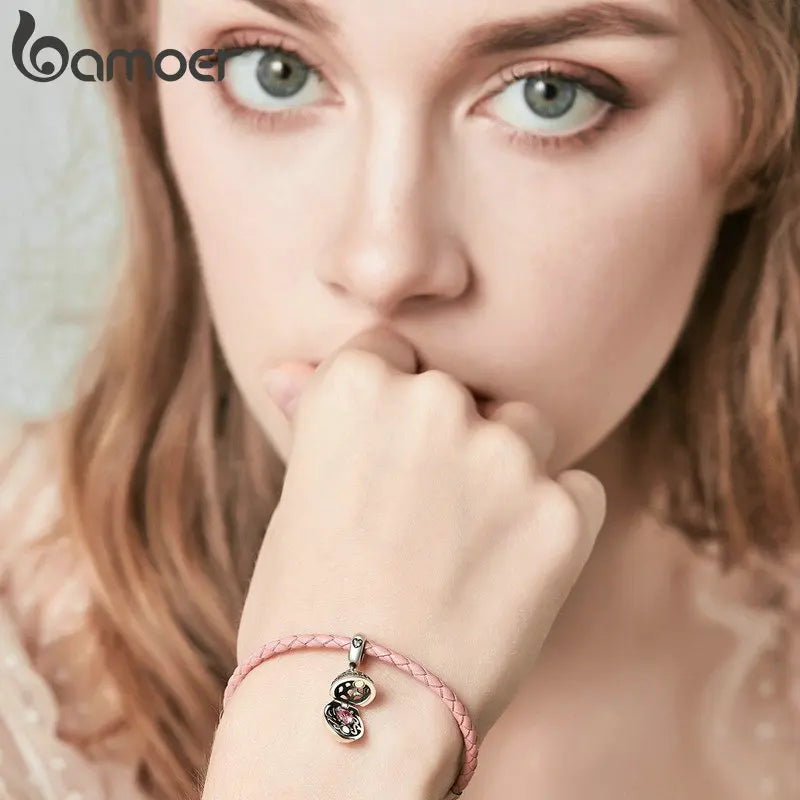 BAMOER Authentic 925 Sterling Silver Dangle Ball Charm Pendant Fit Women Charm Bracelet & Necklaces Jewelry SCC689