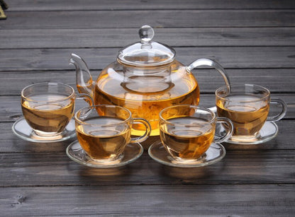 Tea Set High Borosilicate Glass Tea Pot Set Infuser Coffee Tea Leaf Herbal 6 Cups Warmer Teapot Kitchen Accessories Home