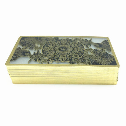 High Quality Waterproof Transparent Plastic Poker Gold Edge Playing Cards Dragon Card Game Collection