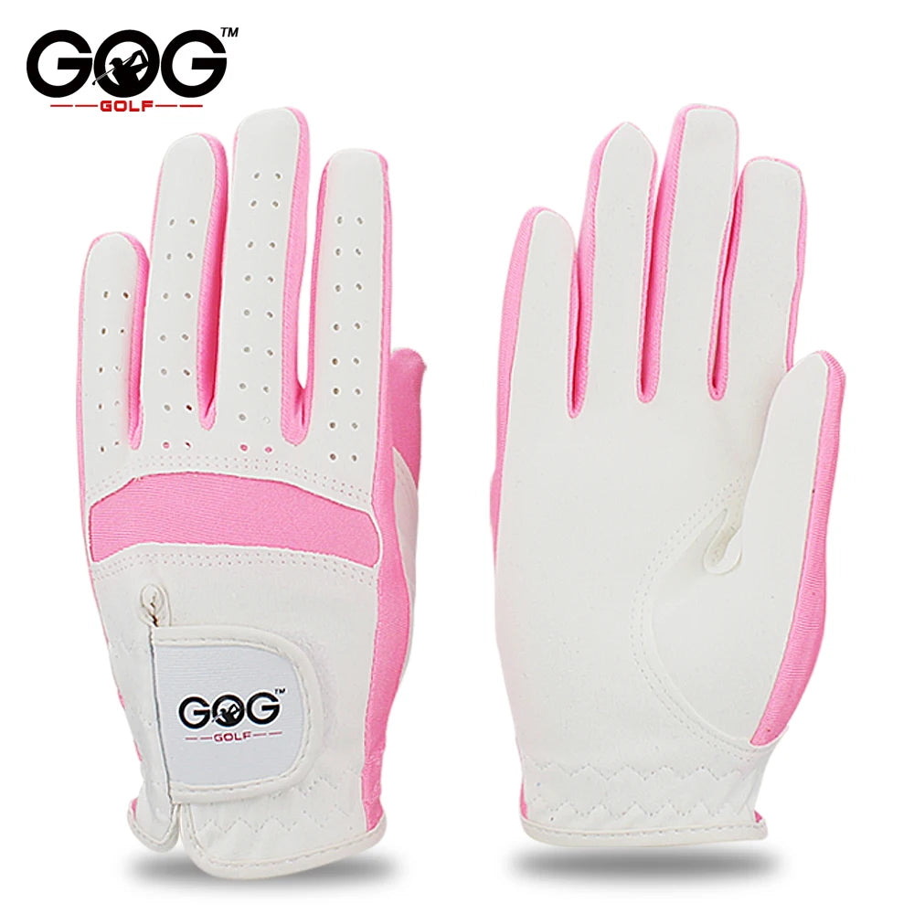 1 Pair Golf Gloves for Kids Left Hand Right Hand Glove Breathable Soft Fabric Blue Pink Child Golf Glove