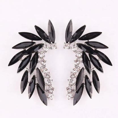 LUBOV Shining Rhinestone Wings Stud Earrings Acrylic Crystal Stone Women Piercing Earrings Trendy Wedding Jewelry Christmas
