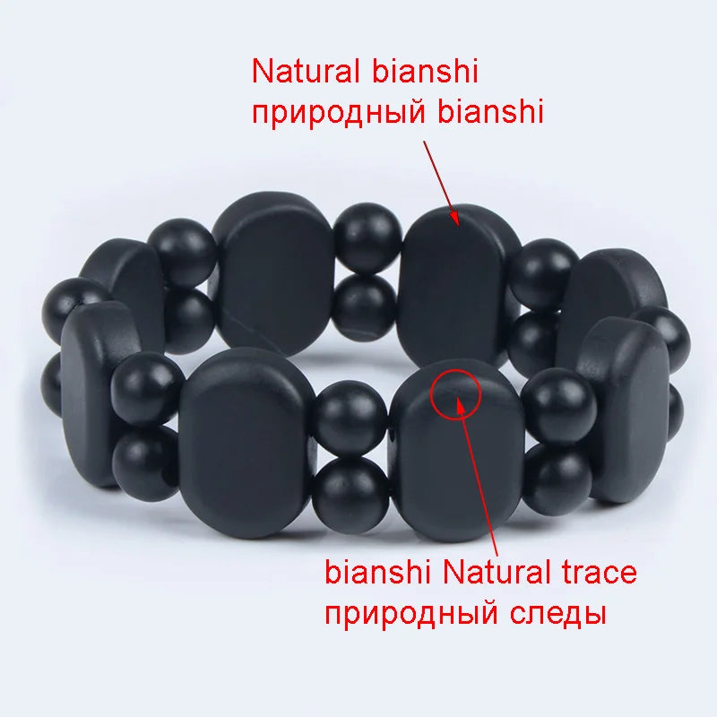 100% Quality Natural Black Bian Stone Bracelets Carve Black Bianshi Bracelets Jewelry for Women and  Men Bianshi Bracelets