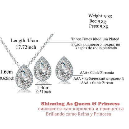 Nigerian Water Drop Cubic Zirconia Wedding Jewelry Sets Inlay Luxury Crystal Bridal Jewelry Set for Bridesmaids AS099