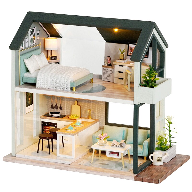 CUTEBEE Doll House Miniature DIY Dollhouse With Furnitures Wooden House Casa Diorama Toys for Children Birthday