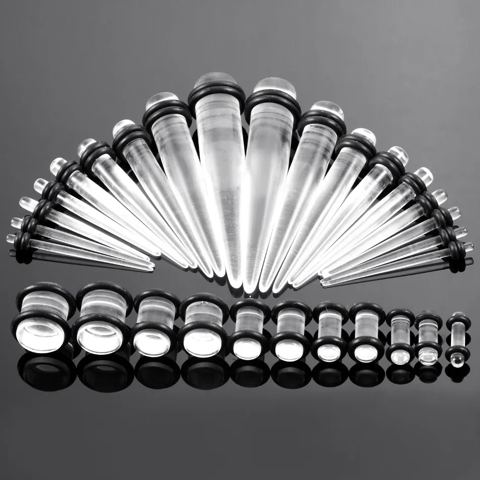 36pcs/Lot Acrylic Ear Gauge Taper and Plug Stretching Kits Mixed Color Ear Flesh Tunnel Expansion Body Piercing Jewelry 14g-00g
