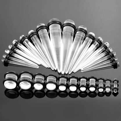 36pcs/Lot Acrylic Ear Gauge Taper and Plug Stretching Kits Mixed Color Ear Flesh Tunnel Expansion Body Piercing Jewelry 14g-00g