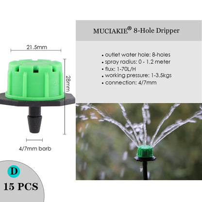 MUCIAKIE Variety Style Adjustable Irrigation Sprinkler Garden Emitters Stake Dripper Micro Spray Rotating Nozzle Watering Arrow