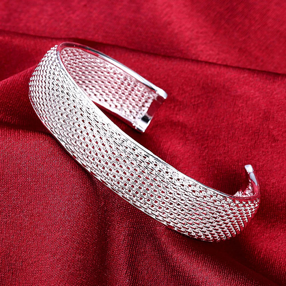 Andara 925 Sterling Silver Round Heart Open Bracelet for Women Jewelry Cuff Bangles