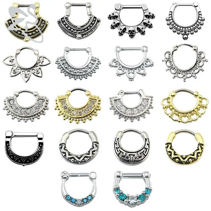 Indian Nose Piercing Septum Clicker Real Clip Rings Piercing Jewelry Septum Tribal Hoop Nose Ring Body Piercing Septo Indiano