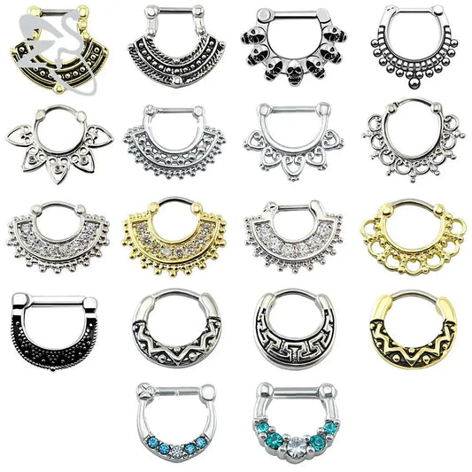 Indian Nose Piercing Septum Clicker Real Clip Rings Piercing Jewelry Septum Tribal Hoop Nose Ring Body Piercing Septo Indiano