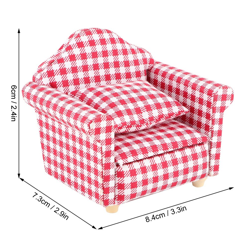 1/12 Miniature Sofa Simulation Dollhouse Sofa Living Room Furniture Children Doll House DIY Pretend Play Role Toys