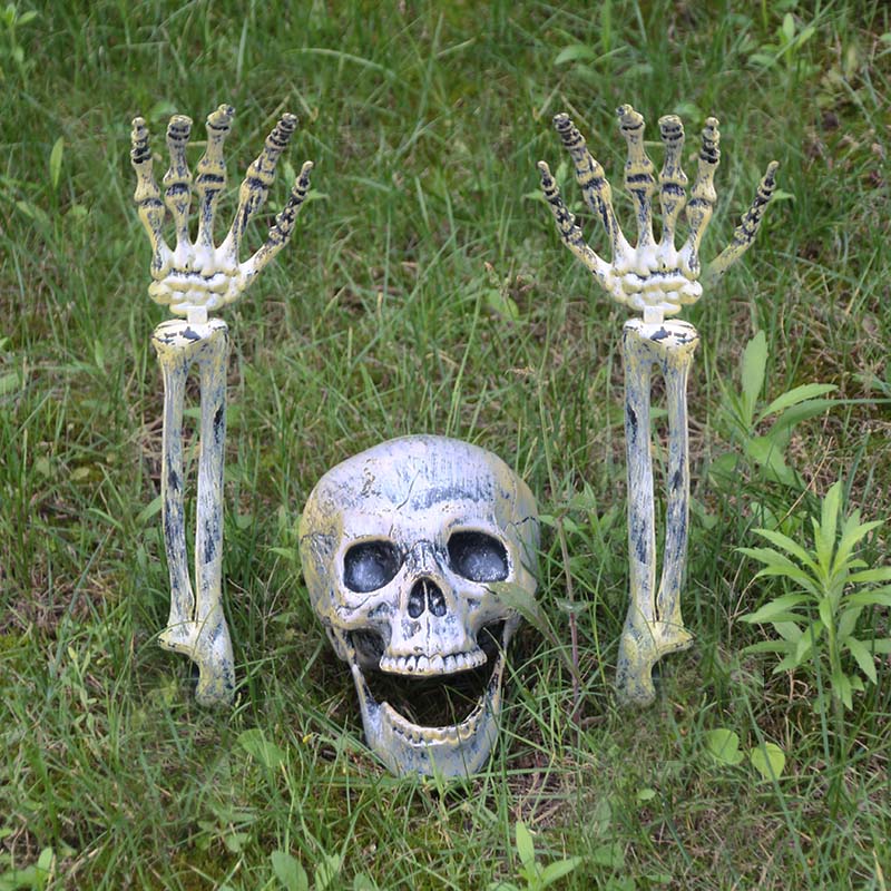 Halloween Prop Skull Skeleton Horror Tombstone Skull Gauze Decoration Halloween Home Garden Decor Haunted House Scary Party