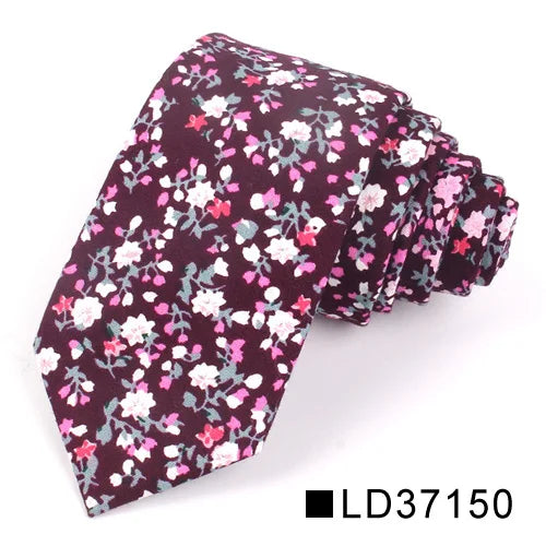 New Floral Tie for Men Women Skinny Cotton Neck Tie for Wedding Casual Mens Neckties Classic Suits Flower Print Neck Ties Cravat