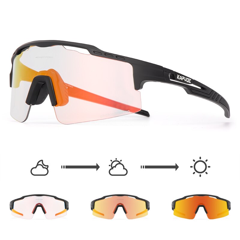 Kapvoe New Photochromic Men Women Sunglasses MTB Road Cycling Glasses Outdoor Sports Glasses UV400 Bicycle Eyewear Bike Goggles