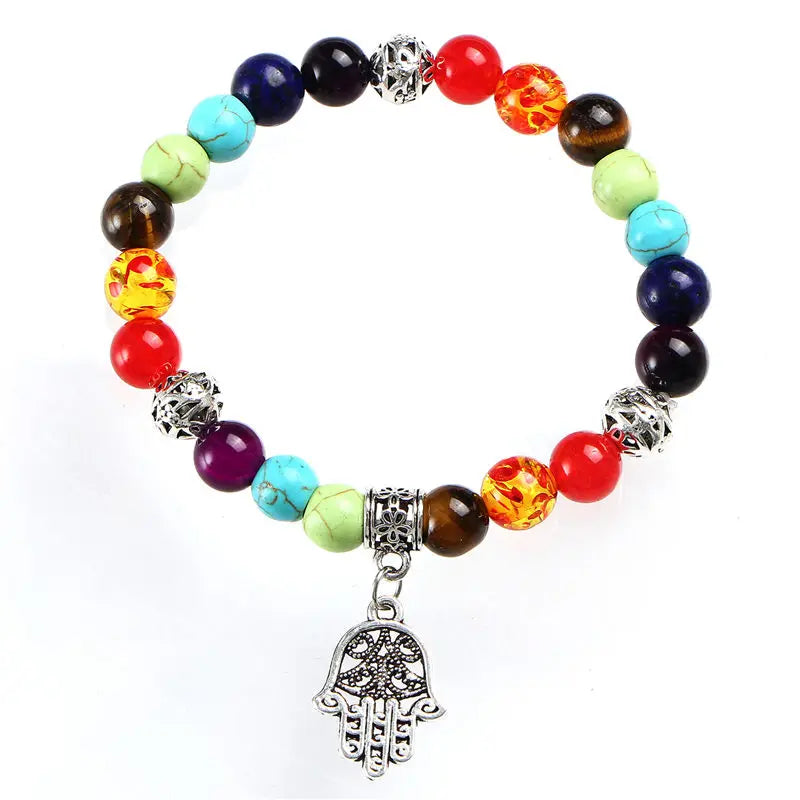 If ME F7 Chakra Bracelet Men Black Lava Healing Balance Beads Reiki Buddha Prayer Natural Stone Yoga Bracelet Women Jewel