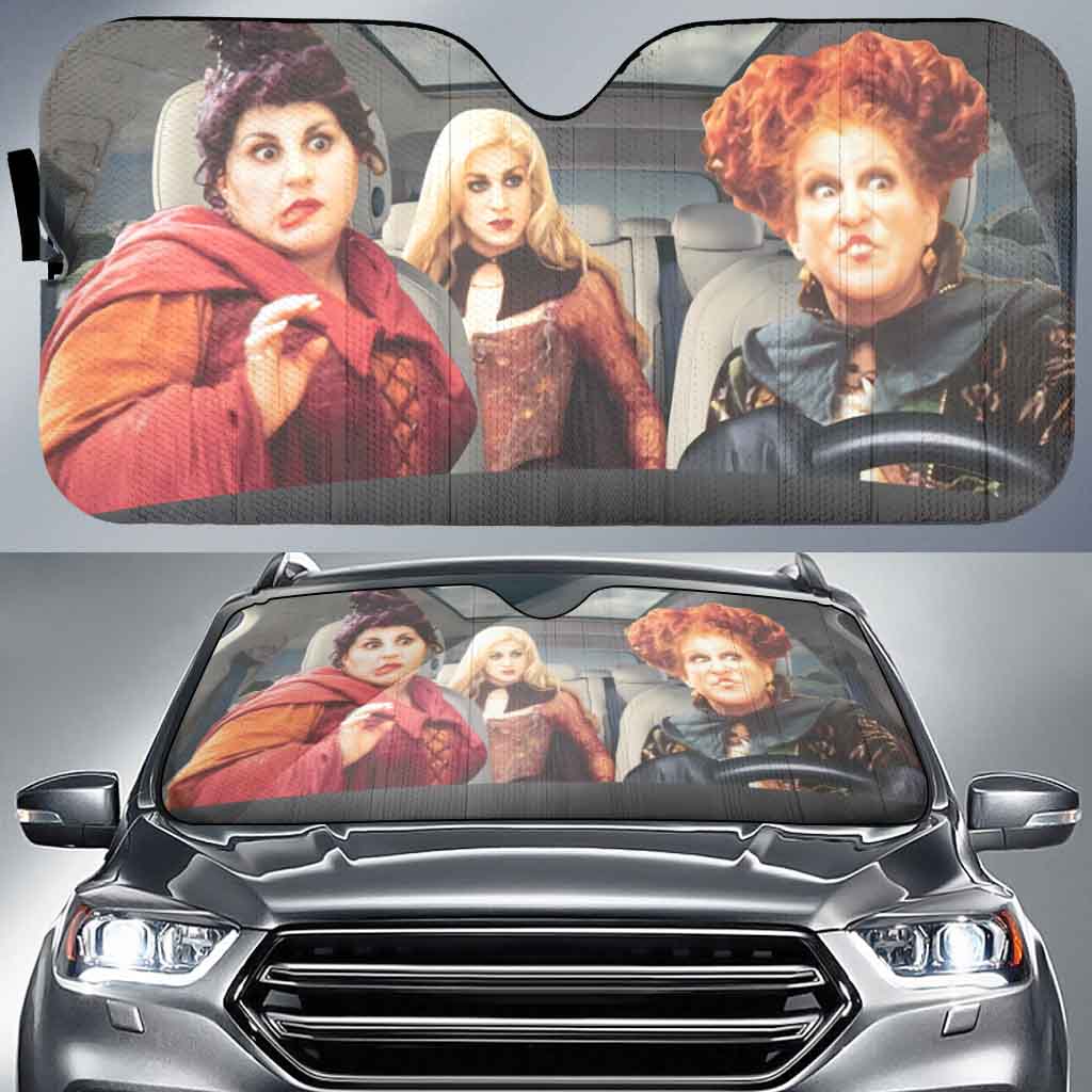 Halloween Hocus Pocus Car Sun Shade, Funny Witch Sun Shade, Car Accessories Windshield Sunshade