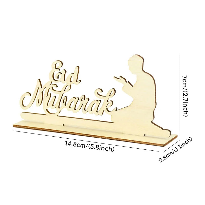 Eid Mubarak Wooden Ornament Ramadan Decorations for Home Islamic Muslim Party Supplies Eid Al Adha Favor Ramadan Kareem