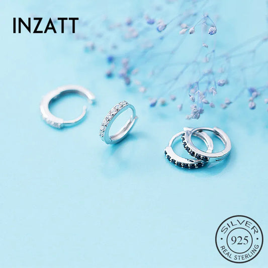 INZATT Real 925 Sterling Silver Minimalist Geometric Zircon Round Hoop Earrings for Women Party 2019 Fine Jewelry Accessory