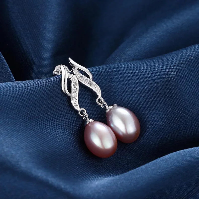 HENGSHENG Pearl Earrings Natural Freshwater Pearl 925 Sterling Silver Earrings Pearl Jewelry for Women Wedding