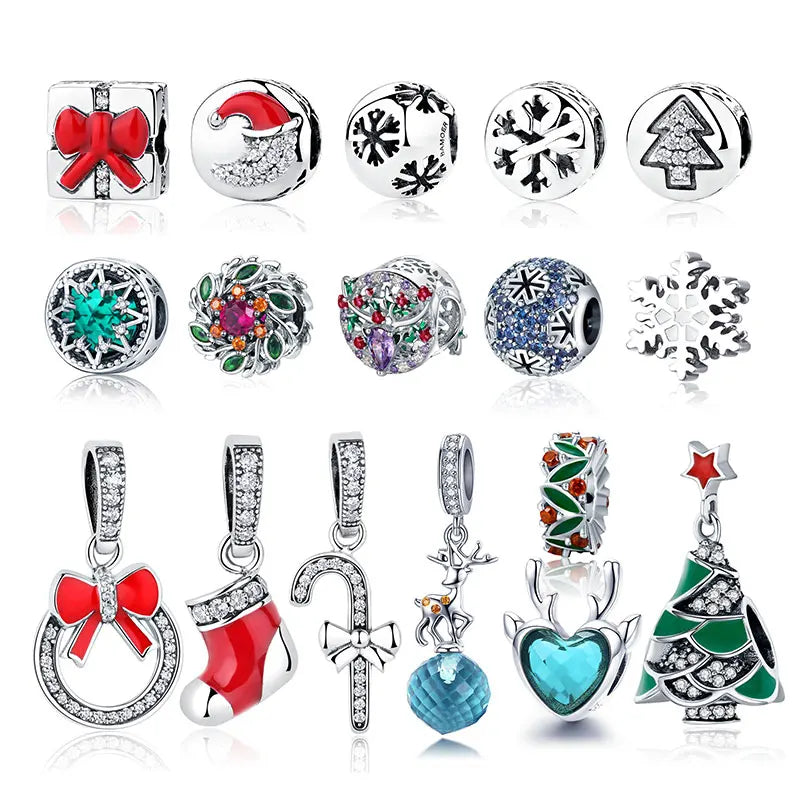 Bamoer 925 Sterling Silver Jewelry Christmas Collection Charm for Women Girl DIY Jewelry Fit Original Bracelet Bangle