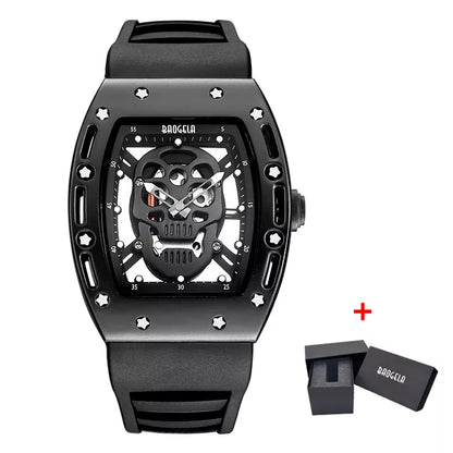 Baogela Pirate Skull Style Men Watch Silicone Luminous Quartz Watches Military Wateproof Skeleton Wristwatch for Man 1612