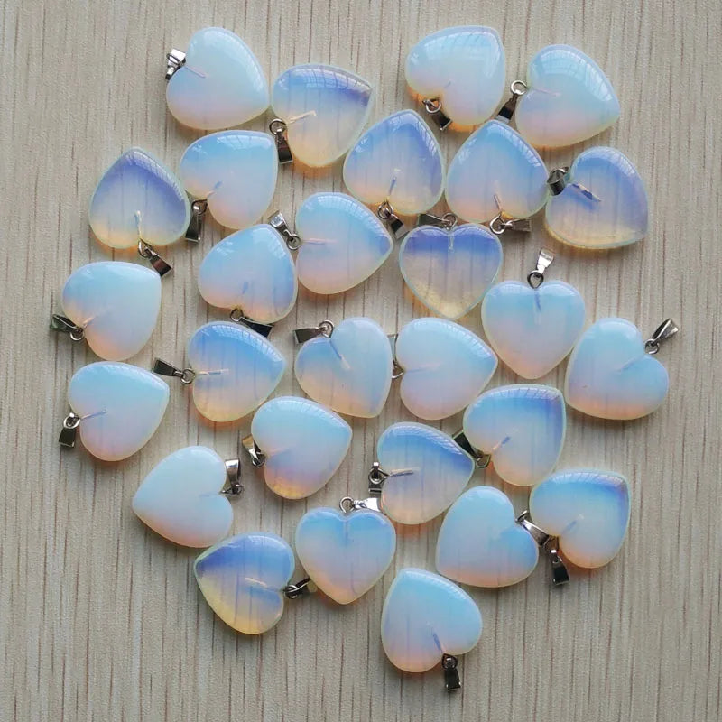 50pcs/Lot 2022 Assorted Heart Natural Stone Charms Pendants for Jewelry Making Good Quality 20mm