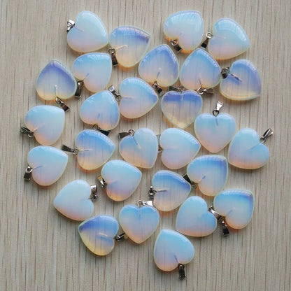 50pcs/Lot 2022 Assorted Heart Natural Stone Charms Pendants for Jewelry Making Good Quality 20mm