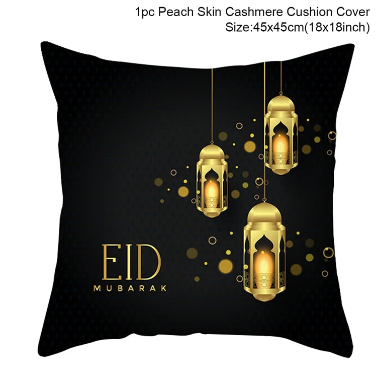 EID Mubarak Cushion Cover Ramadan Decoration for Home Ramadan Kareem Mubarak Muslim Islamic Party Supplies EID Pillowcase