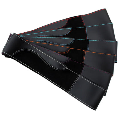 O SHI CAR 38cm DIY Steering Wheel Cover Wear-Resistant Soft PU + Suede Leather Car Steering-Wheel Braid With Needles Thread
