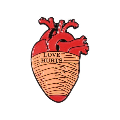 Heart Enamel Pin Starry Heart Brave Cats Bloodthirsty Hug Brooches Bag Clothes Lapel Pin Badge Jewelry