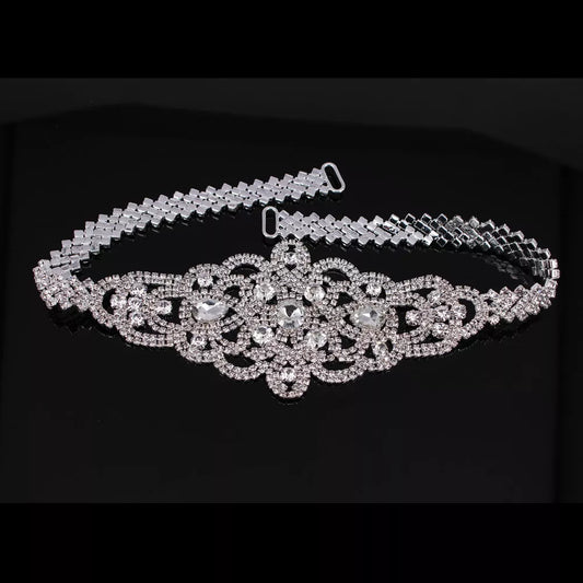 Handmade Silver Bridal Belt Rhinestone Waistband Applique for Evening Prom Dresses Wedding Decoration White Beige Sash Ribbon