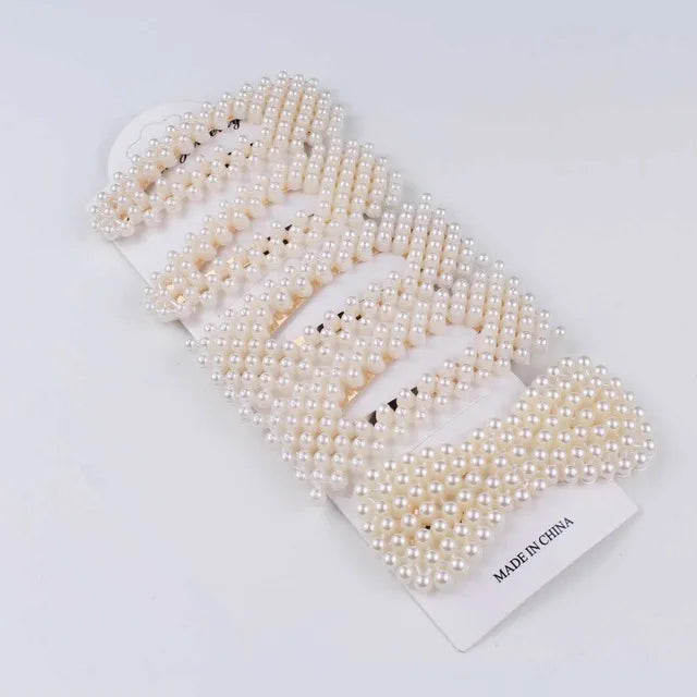 5Pcs/Set Pearl Hair Clip Snap Button Hair Pins for Women Sweet Pearl Hairpin Hair Clips Jewelry Lady Barrette Stick