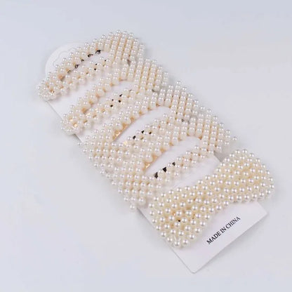 5Pcs/Set Pearl Hair Clip Snap Button Hair Pins for Women Sweet Pearl Hairpin Hair Clips Jewelry Lady Barrette Stick