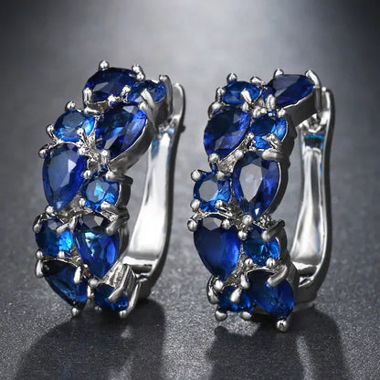 LXOEN 2022 Classic Semi-Precious Stone Stud Earrings for Women Silver Color Round Studs Ear Jewelry Brinco Bijoux